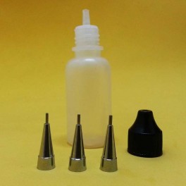 Bote Plástico Aplicador Henna Con Tres Puntas Metal - 0.5 / 0.7 / 0.9 mm